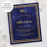 Prospectus 11,4 Cm X 14,2 Cm Marine bleu or budget anniversaire invitation<br><div class="desc">Veuillez noter que cette invitation est sur papier de prospectus et très mince. Les enveloppes ne sont pas incluses. Pour des invitations plus épaisses (même conception), veuillez visiter notre magasin. Un arrière - plan bleu foncé, bleu marine. La couleur bleue est inégale. Avec un cadre doré et des confettis dorés...</div>