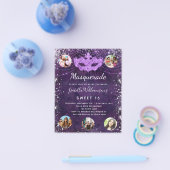 Prospectus 11,4 Cm X 14,2 Cm Masquerade violet sucré 16 invitation budget (Simple)