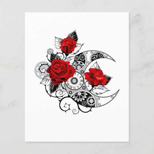 Prospectus 11,4 Cm X 14,2 Cm Mechanical Crescent with Red Roses (Devant)