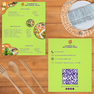 Prospectus 11,4 Cm X 14,2 Cm Menu Alimentation Saine et Liste de Prix Restauran