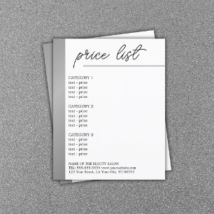 Prospectus 11,4 Cm X 14,2 Cm Menu de beauté minimaliste White Faux Silver Line