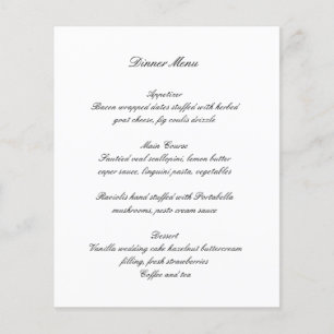 Prospectus 11,4 Cm X 14,2 Cm Menu de mariage intemporel noir et blanc à budget