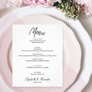 Prospectus 11,4 Cm X 14,2 Cm Menu Mariage blanc Budget
