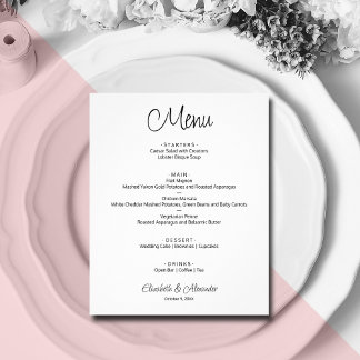 Prospectus 11,4 Cm X 14,2 Cm Menu Mariage blanc Budget