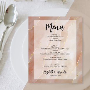 Prospectus 11,4 Cm X 14,2 Cm Menu Mariage en marbre doré en terre cuite Budget