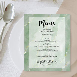 Prospectus 11,4 Cm X 14,2 Cm Menu Mariage en marbre doré vert Budget Sage