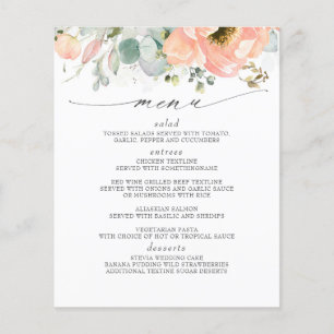 Prospectus 11,4 Cm X 14,2 Cm Menu Mariage Floral Peach
