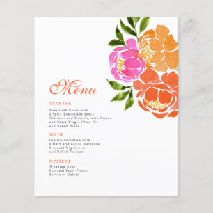 Prospectus 11,4 Cm X 14,2 Cm Menu Mariage Floral Rose chaud