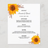 Prospectus 11,4 Cm X 14,2 Cm Menu mariage tournesol pampas budget herbe (Devant)