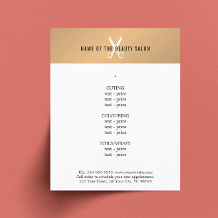Prospectus 11,4 Cm X 14,2 Cm Menu minimaliste de coiffeur aux faux ors et cisea