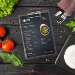Prospectus 11,4 Cm X 14,2 Cm Menu restaurant personnalisé | Menu photo moderne<br><div class="desc">Menu restaurant personnalisé | Menu photo moderne noir,  Un logo personnalisé simple et un menu à emporter 4 photos modèle dans un style minimaliste moderne sur un arrière - plan noir.</div>