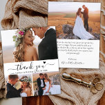 Prospectus 11,4 Cm X 14,2 Cm Merci Mariage de Collage de script de coeur budgét<br><div class="desc">Budget, Moderne Minimaliste Élégant "Merci" Script 3 Photo Collage Mariage Merci personnalisé abordable flyer à bas budget. Un mariage élégant vous remercie modèle en papier avec quatre (3) photos à l'avant et une photo à l'arrière. Avec le texte "Merci" dans une tourbillonnant police de script de typographie lettrée à la...</div>