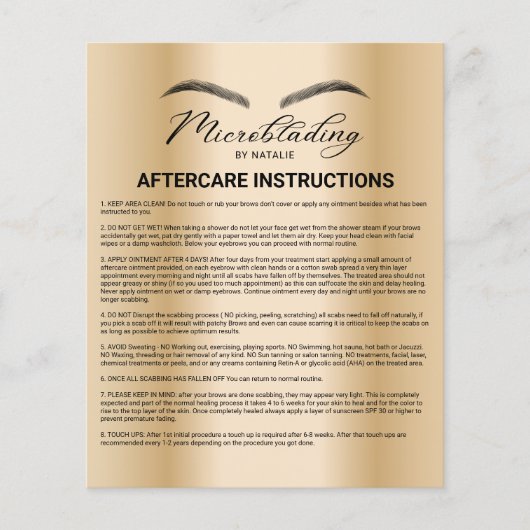 Prospectus 11,4 Cm X 14,2 Cm Microblading Aftercare Instruction Modern Gold (Devant)