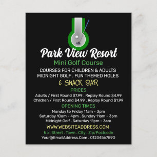 Prospectus 11,4 Cm X 14,2 Cm Mini Golf Logo, Mini Golf Course Publicité