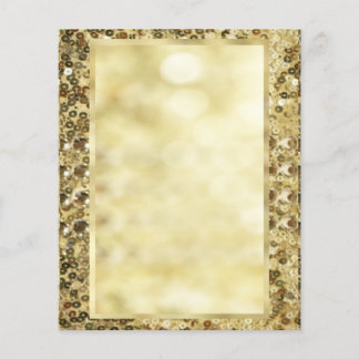 Prospectus 11,4 Cm X 14,2 Cm Modèle de bokeh doré à paillettes vintage