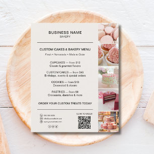 Prospectus 11,4 Cm X 14,2 Cm Modèle de flyer de menu de boulangerie Code QR Bei