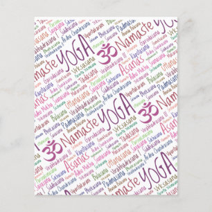 Prospectus 11,4 Cm X 14,2 Cm Modèle de nuage de mots des positions de yoga viol