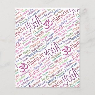 Prospectus 11,4 Cm X 14,2 Cm Modèle de nuage de mots des positions de yoga viol