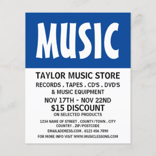 Prospectus 11,4 Cm X 14,2 Cm Modern Bold, Music Store Publicité