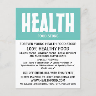 Prospectus 11,4 Cm X 14,2 Cm Modern Bold, Santé Food Store Publicité