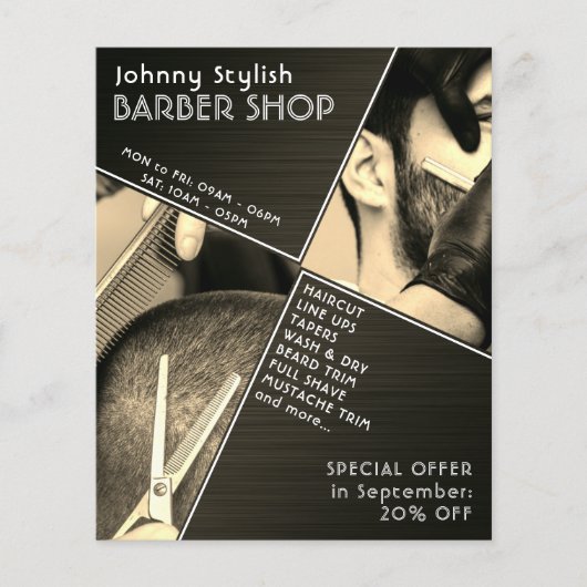 Prospectus 11,4 Cm X 14,2 Cm Modern geometric barber flyer (Devant)