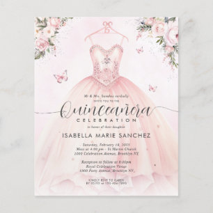 Prospectus 11,4 Cm X 14,2 Cm Moins Cher Blush Rose Floral Princess Gown Quincea