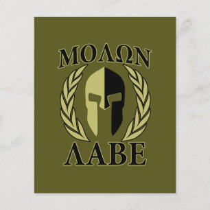 Prospectus 11,4 Cm X 14,2 Cm Molon Labe Casque spartiate Laurels Vert olive