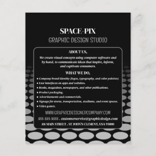 Prospectus 11,4 Cm X 14,2 Cm Monochrome Graphic, Graphic Designer publicité