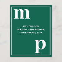 Monogramme émeraude Budget vert Économisez la date