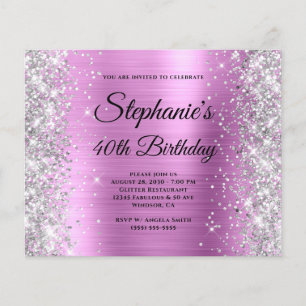 Prospectus 11,4 Cm X 14,2 Cm Monogramme Glam Lavande Floral Argent 40e Annivers