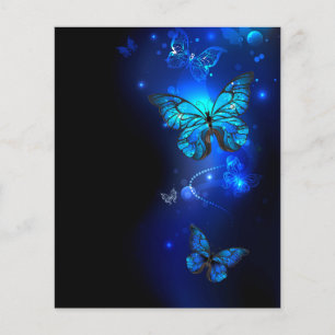 Prospectus 11,4 Cm X 14,2 Cm Morpho Butterfly in the Dark Background