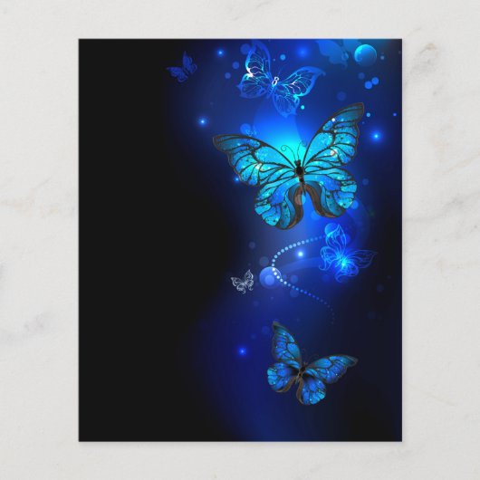 Prospectus 11,4 Cm X 14,2 Cm Morpho Papillon sur fond sombre (Devant)