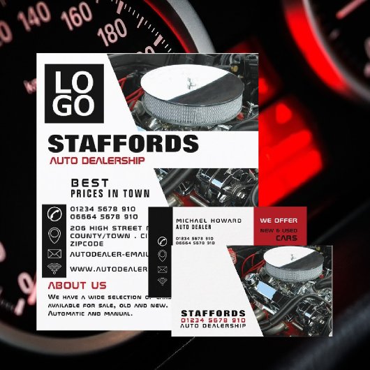 Prospectus 11,4 Cm X 14,2 Cm Moteur automobile, concessionnaire automobile Publ