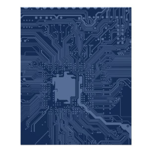 Prospectus 11,4 Cm X 14,2 Cm Motif de circuit Geek bleu