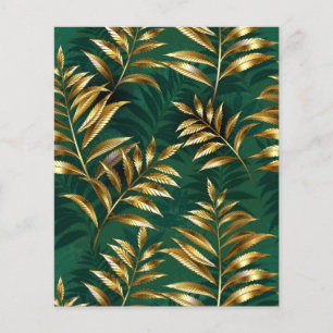 Prospectus 11,4 Cm X 14,2 Cm Motif sans couture avec des fougères dorées