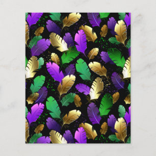 Prospectus 11,4 Cm X 14,2 Cm Motif sans couture avec des plumes de Mardi Gras