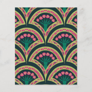 Prospectus 11,4 Cm X 14,2 Cm motif vert en forme de coquillage