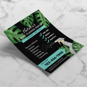 Prospectus 11,4 Cm X 14,2 Cm Nettoyage de la maison Service de femme de ménage 