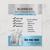 Prospectus 11,4 Cm X 14,2 Cm Nettoyage ménager moderne bleu et argent (Devant)
