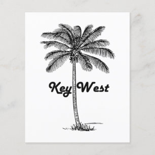 Prospectus 11,4 Cm X 14,2 Cm Noir et blanc Key West Floride & Palm design