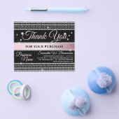 Prospectus 11,4 Cm X 14,2 Cm Noir rose diamant Calligraphie Bijoux Merci (Simple)
