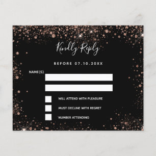 Prospectus 11,4 Cm X 14,2 Cm Noir rose or scintille budget mariage RSVP