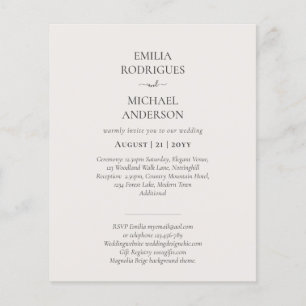 Prospectus 11,4 Cm X 14,2 Cm Notre Mariage Typographie Moderne INVITATION PLUSI