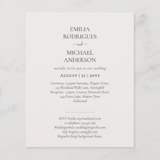 Prospectus 11,4 Cm X 14,2 Cm Notre Mariage Typographie Moderne INVITATION PLUSI