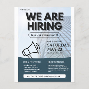 Prospectus 11,4 Cm X 14,2 Cm Nous embauchons une offre d'emploi pour entreprise