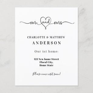 Prospectus 11,4 Cm X 14,2 Cm Nouvelle maison juste marié adresse déménagement f