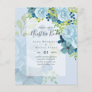 Prospectus 11,4 Cm X 14,2 Cm NUESTRA BODA BUDGET Floral Bleu Dusty