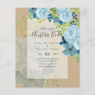 Prospectus 11,4 Cm X 14,2 Cm NUESTRA BODA BUDGET Floral Bleu Dusty