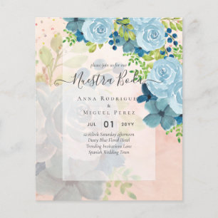 Prospectus 11,4 Cm X 14,2 Cm NUESTRA BODA BUDGET Floral Bleu Dusty