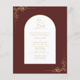 Prospectus 11,4 Cm X 14,2 Cm Nuestra Boda Budget Or Accent Invitation bilingue